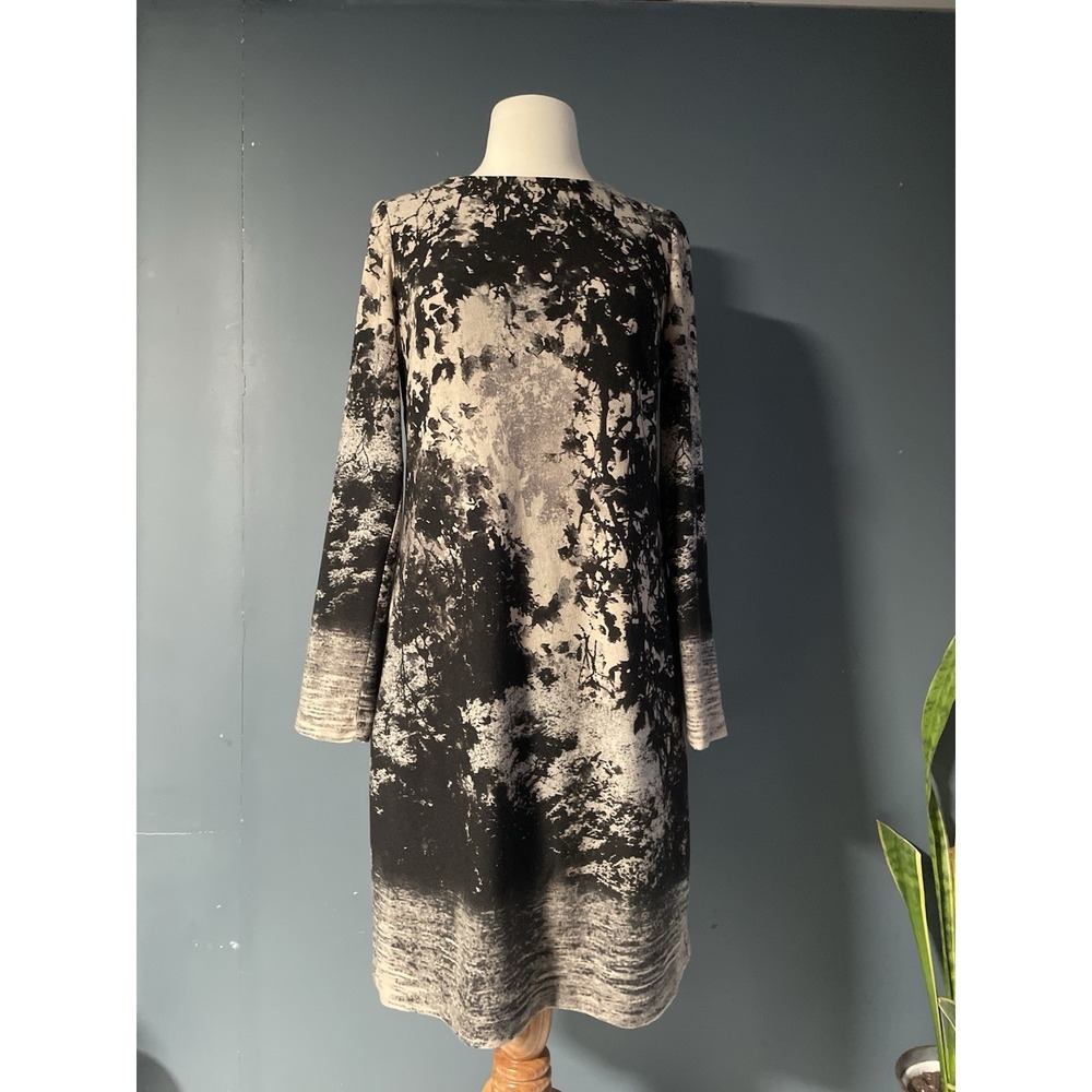 Jessica Howard Black White Nature‎ Tree Print Long Sleeve Shift Dress Size 8